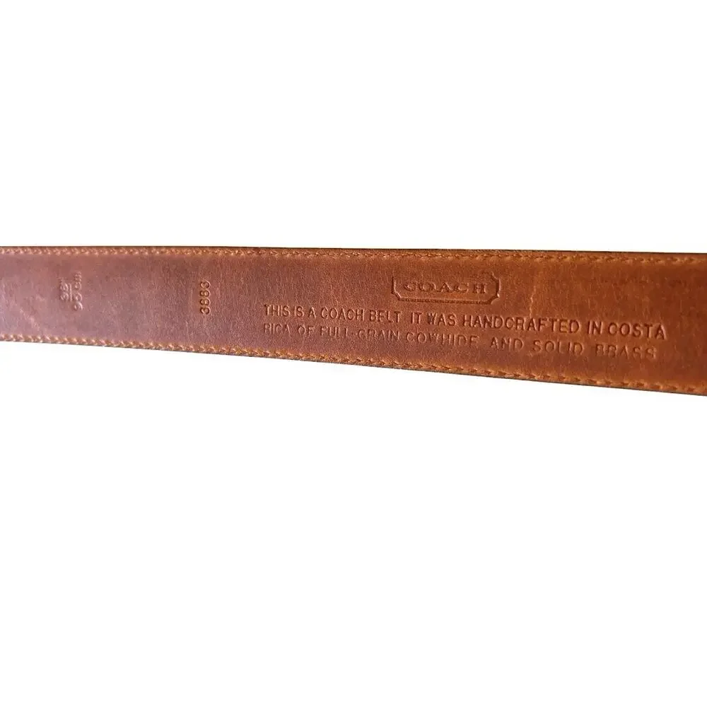 Coach 3883 Brown Leather Belt Men's Size 38” Brass Buckle Vintage Classic